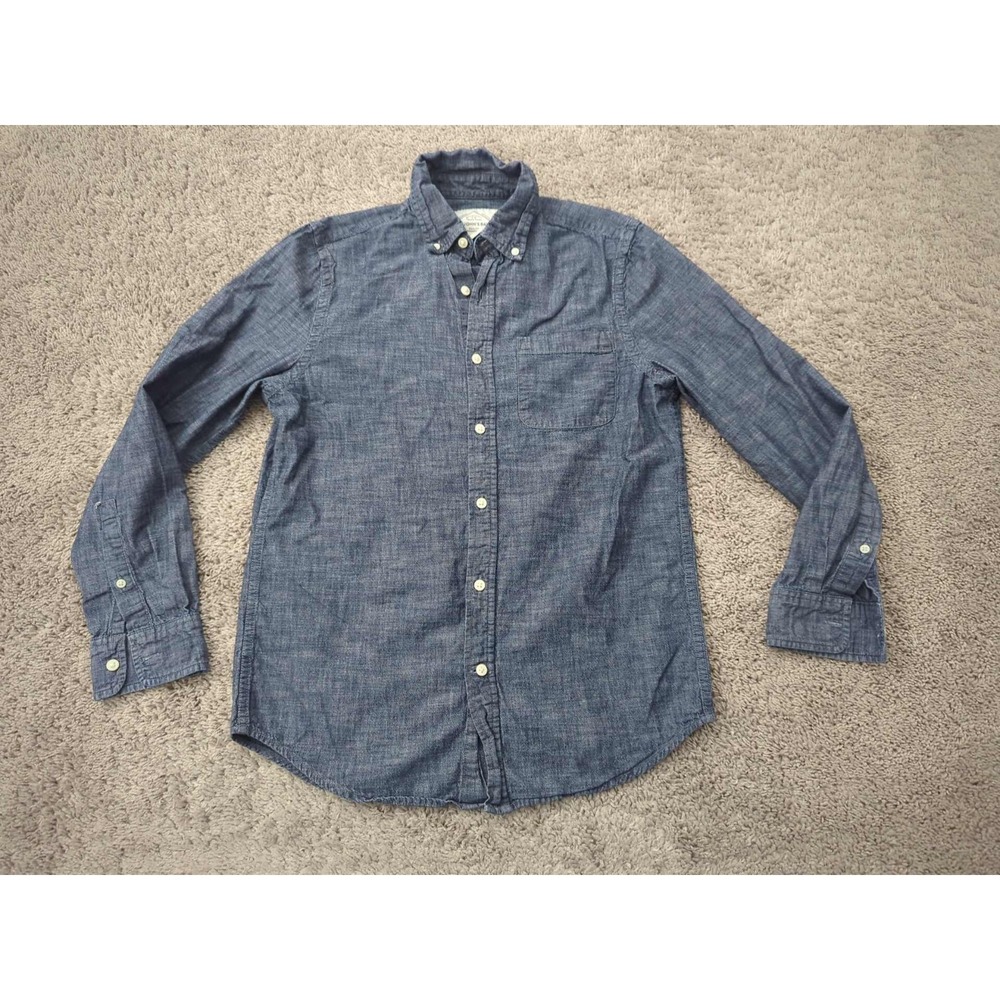St John's Bay Button Up‎ Shirt Mens S Blue Chambray Long Sleeve Preppy Casual